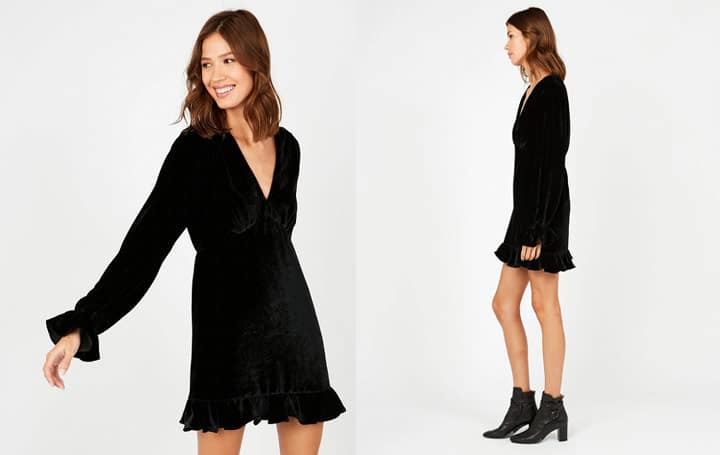 robe Louisa velours noir d’Inès de la Fressange Tendance mode de l’hiver 2024
